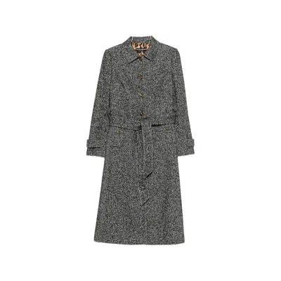 Dolce & Gabbana Herringbone-pattern Belted Single-breasted Coat In Black