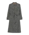Dolce & Gabbana Herringbone-pattern Belted Single-breasted Coat In Black