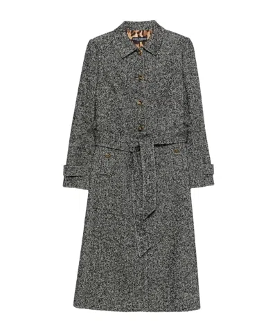 DOLCE & GABBANA HERRINGBONE-PATTERN BELTED SINGLE-BREASTED COAT