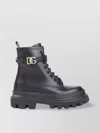 Dolce & Gabbana High Ankle Leather Boot With Chunky Sole In Grey
