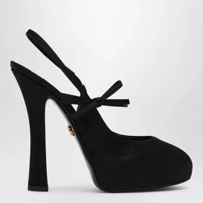 Dolce & Gabbana Vally 105 Satin Slingback Pumps In Black