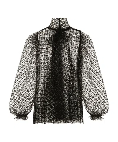 Dolce & Gabbana High Collar Long Sleeve Top In Black