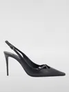 Dolce & Gabbana Leather Slingback With Metal Monogram In Black
