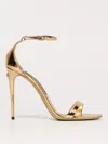 Dolce & Gabbana Keira Sandals In Gold Color Python Leather In Gold