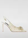 Dolce & Gabbana 'lace Overlay' Slingback Embellished Detail In Weiss