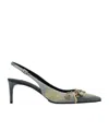 Dolce & Gabbana Embellished Frayed Distressed Denim Slingback Pumps In Black