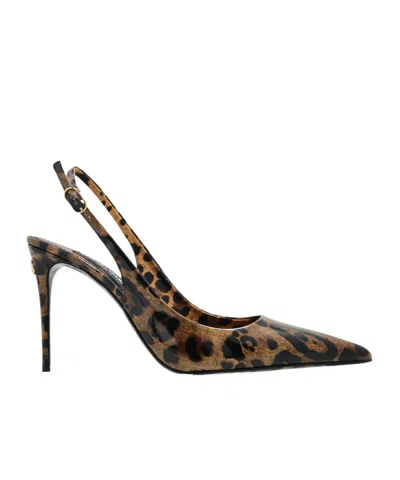 DOLCE & GABBANA DOLCE  GABBANA LEOPARD-PRINTED SLINGBACK PUMPS