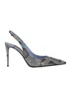 Dolce & Gabbana Python Skin Slingbacks In Gray
