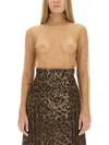 Dolce & Gabbana Women High Neck Blouse In Brown