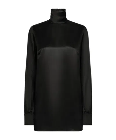 DOLCE & GABBANA DOLCE  GABBANA HIGH NECK SATIN BLOUSE