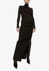 Dolce & Gabbana Black Stretch Turtleneck Sheath Midi Dress In Black