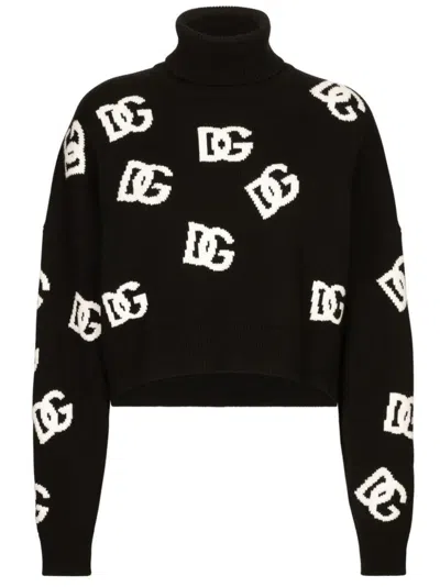 DOLCE & GABBANA HIGH NECK MESH ALL OVER DG