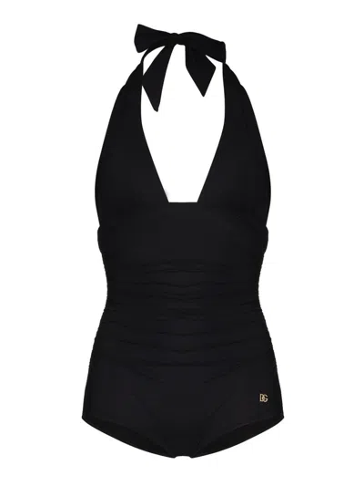 Dolce & Gabbana High Neck One-piece Swimsuit - Size 2 In Black