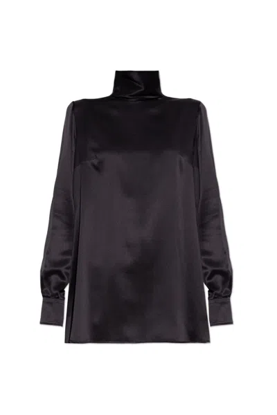 DOLCE & GABBANA HIGH NECK SATIN BLOUSE