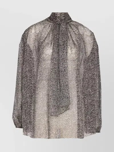 Dolce & Gabbana High Neck Sheer Fabric Bow Detail