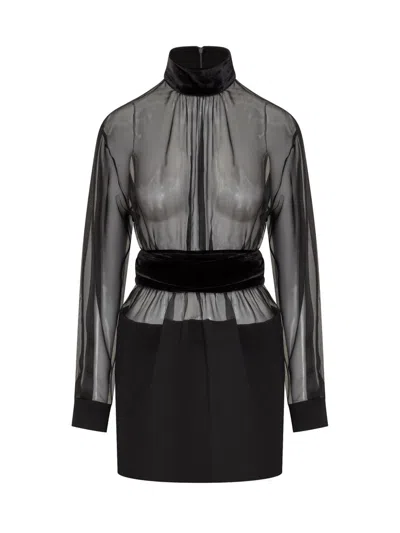 Dolce & Gabbana Black Stretch Silk Blend Minidress