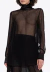 Dolce & Gabbana High-neck Silk Chiffon Blouse In Black