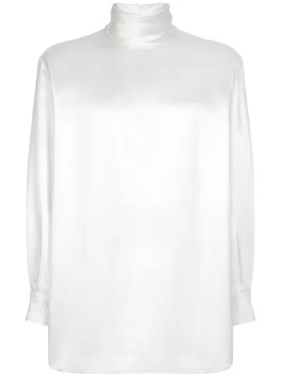 DOLCE & GABBANA HIGH-NECK SILK SHIRT
