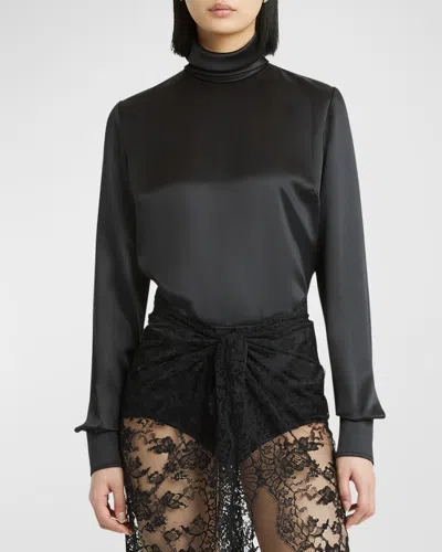 DOLCE & GABBANA HIGH-NECK SILK TOP