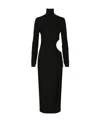 Dolce & Gabbana High-necked Jersey Calf-length Dress With Cut-out In Black
