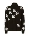 Dolce & Gabbana Black/white Turtleneck Sweater With Dg Inlay In Black