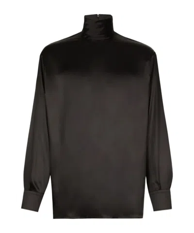 DOLCE & GABBANA DOLCE  GABBANA SATIN TURTLENECK SHIRT