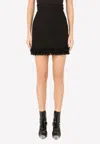 Dolce & Gabbana Crochet-trimmed Wool-blend Bouclé Skirt In Black
