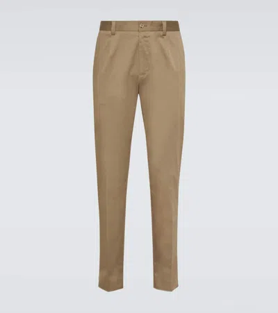 Dolce & Gabbana High-rise Cotton-blend Chinos In Beige