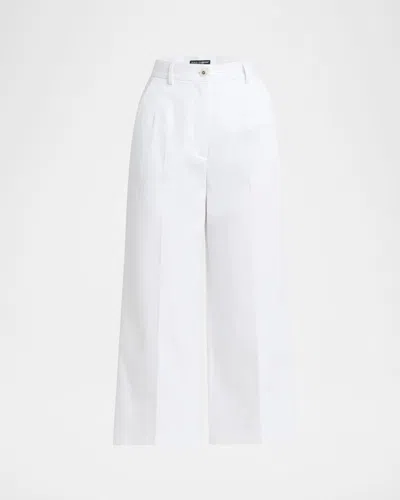 DOLCE & GABBANA HIGH-RISE COTTON GABARDINE WIDE-LEG CROP PANTS