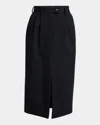 DOLCE & GABBANA HIGH-RISE DOUBLE WOOL STRETCH SLIT MIDI SKIRT