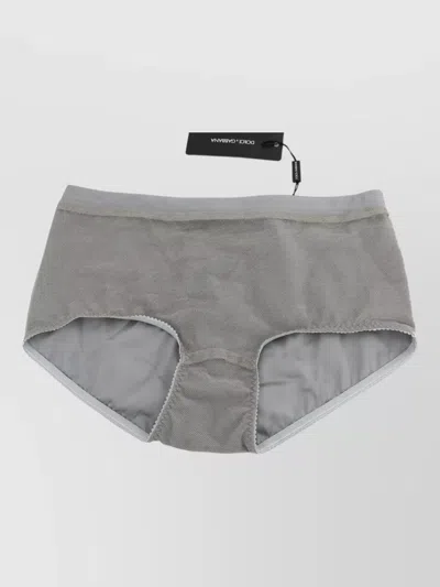 Dolce & Gabbana High Rise Mesh Silk Lingerie Bottoms In Gray