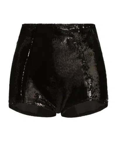 DOLCE & GABBANA HIGH-RISE SEQUINED SHORTS