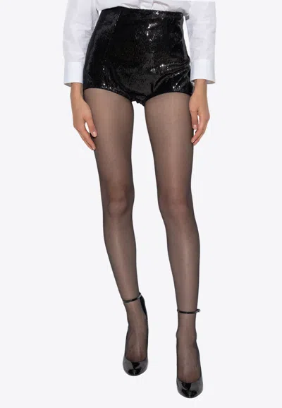 Dolce & Gabbana High-rise Sequined Shorts In Black