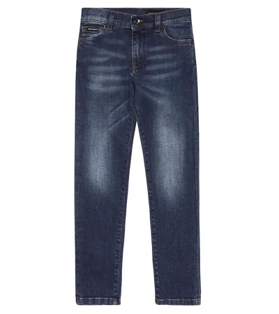 Dolce & Gabbana Kids' High-rise Straight-leg Jeans In Blu Scurissimo 4