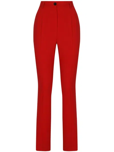 Dolce & Gabbana High-rise Straight Trousers In Red