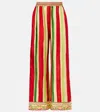 Dolce & Gabbana High-rise Striped Silk Palazzo Pants In Multi