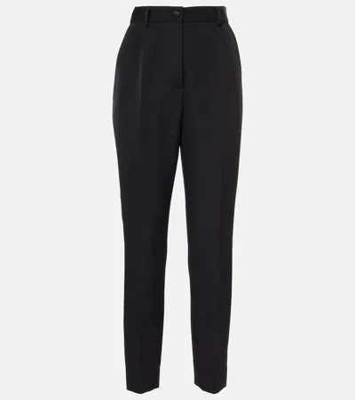 DOLCE & GABBANA HIGH-RISE WOOL AND SILK-BLEND TUXEDO PANTS