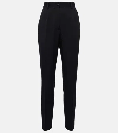 DOLCE & GABBANA HIGH-RISE WOOL AND SILK SLIM PANTS