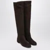 Dolce & Gabbana Over-the-knee Suede Block Heel Boots In Brown