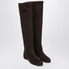 Dolce & Gabbana High Suede Boot In Ebony Brown In Brown