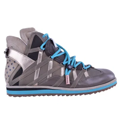 Pre-owned Dolce & Gabbana High-top Leather Sneaker Shoes Mix&match Beige Blau 40.5 Us 7.5 In Brown