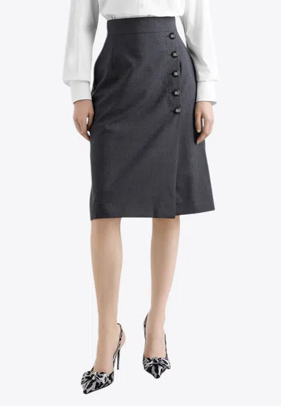 Dolce & Gabbana High-waist A-line Skirt In Gray