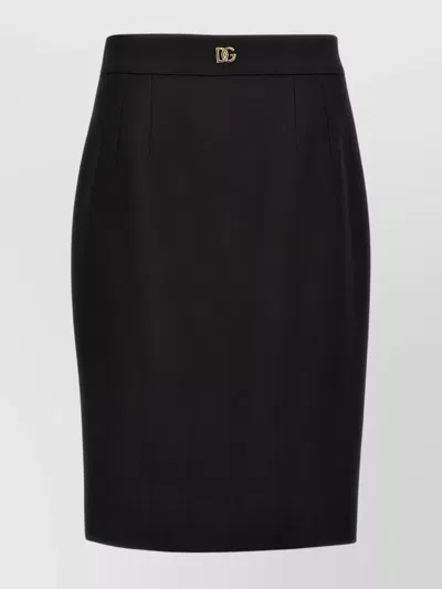 Dolce & Gabbana High Waist Back Slit Skirt In Black
