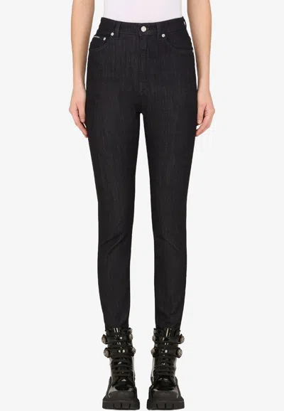 Dolce & Gabbana High-waist Cotton Jeans In Blue