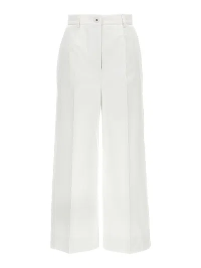 Dolce & Gabbana High Waist Cotton Pants In White