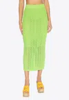 Dolce & Gabbana High-waist Crochet Knit Midi Skirt In Green