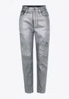 Dolce & Gabbana High-waist Distressed Metallic Jeans In Silver
