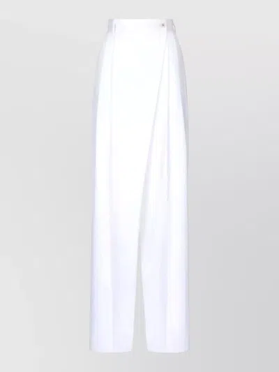 Dolce & Gabbana High Waist Flared Wrap Trousers Belt In White