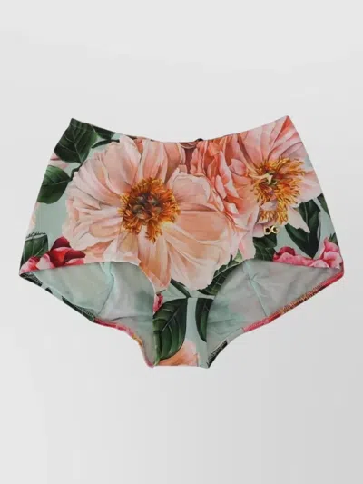 Dolce & Gabbana High Waist Floral Beach Bikini Bottom In Multi