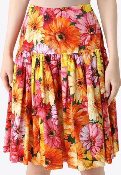 Dolce & Gabbana High-waist Floral Mini Skirt In Multicolor
